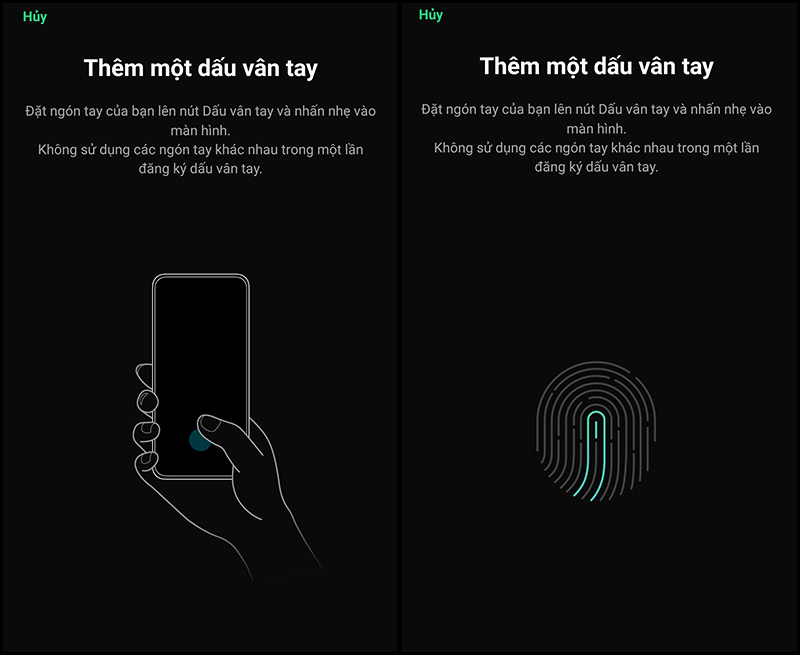 Đặt ng&oacute;n tay l&ecirc;n m&agrave;n h&igrave;nh để ghi lại dấu v&acirc;n tay