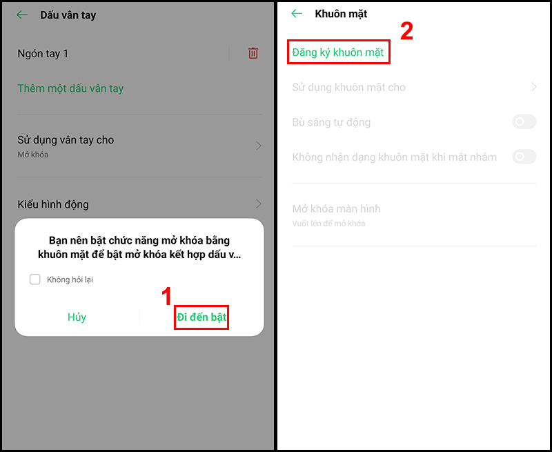 Thiết lập bảo mật bằng khu&ocirc;n mặt