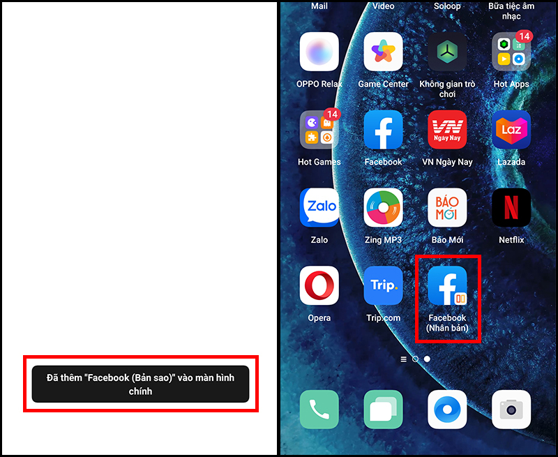 Bản sao được th&ecirc;m v&agrave;o m&agrave;n h&igrave;nh ch&iacute;nh