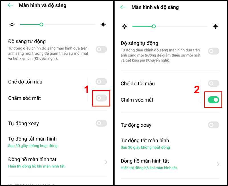 K&iacute;ch hoạt chế độ Chăm s&oacute;c mắt