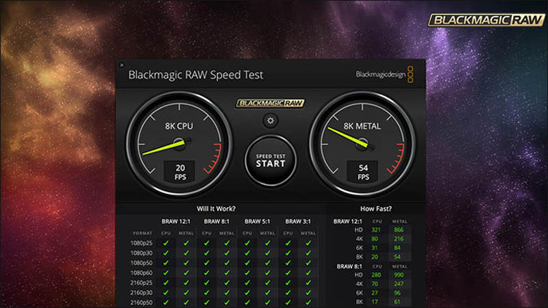 Phần mềm Blackmagic Disk Speed Test