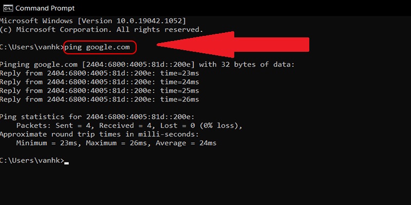 Kiểm tra tốc độ mạng bằng Command Prompt