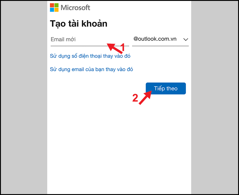 Nhập tên email