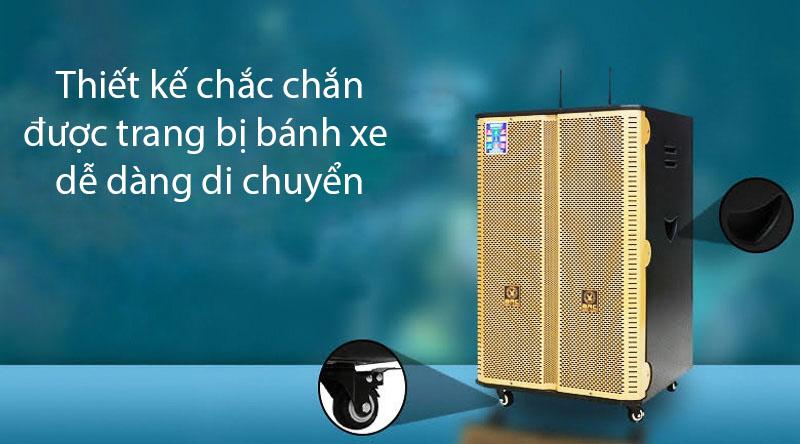 Thiết kế chắc chắn có bánh xe dễ di chuyển