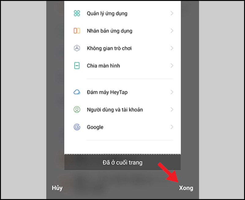 Nhấn n&uacute;t Xong