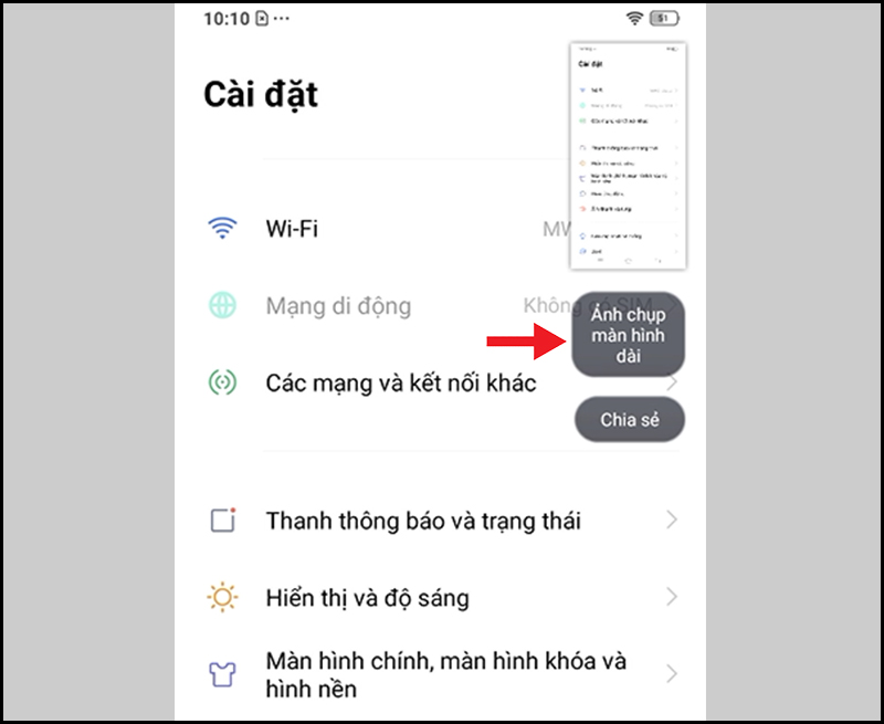 Nút Ảnh chụp màn hình dài