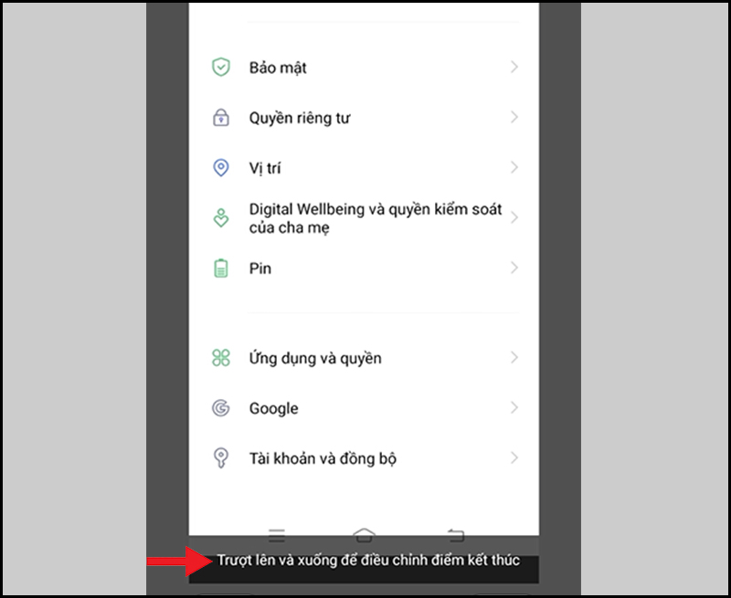 Trượt lên hoặc xuống để điều chỉnh điểm dừng