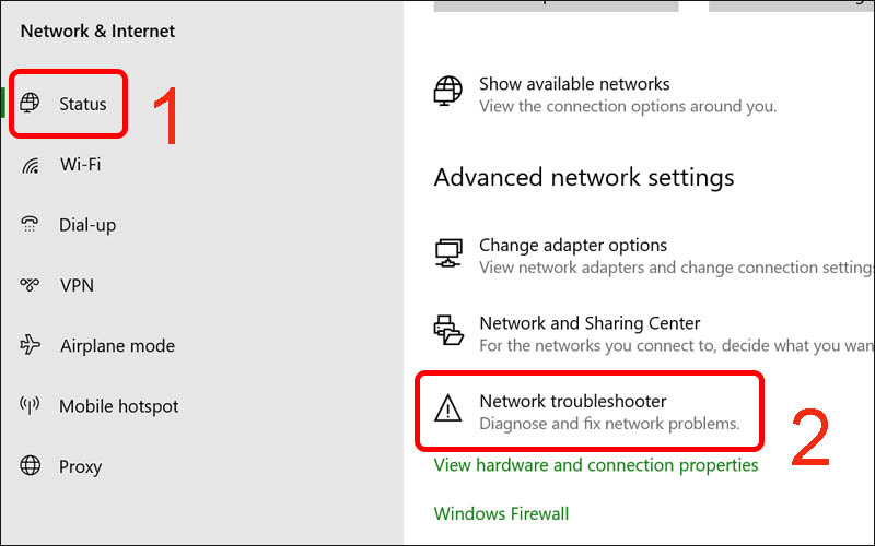 Nhấn vào Network troubleshooter và thực hiện theo hướng dẫn