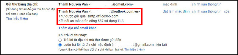  Thông tin email khác của mình tại mục Gửi thư bằng địa chỉ