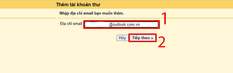 Nhập tài khoản email khác  Chọn Tiếp theo 