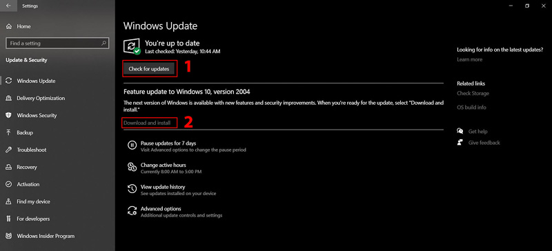 2 cách cập nhật Windows 10, Update Windows 10 phiên bản 2004 mới nhất(3)