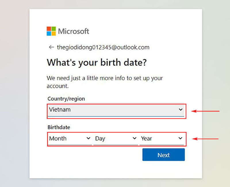 Cách đăng ký, tạo tài khoản mail Outlook trên máy tính, điện thoại(5)