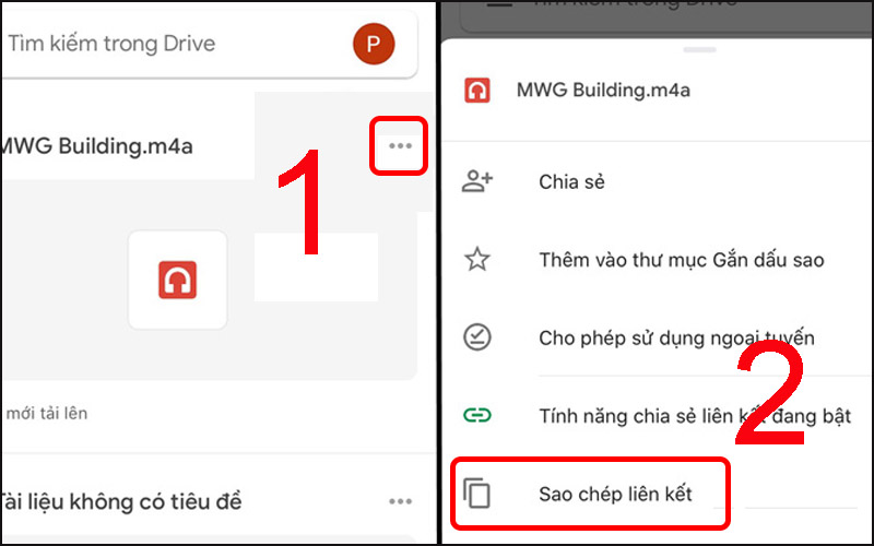 Sao chép liên kết file ghi âm