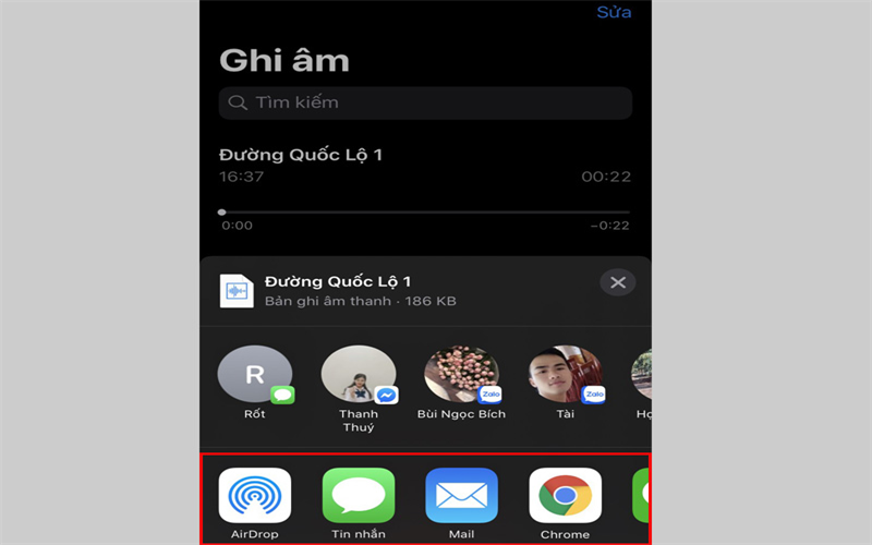 Chọn ứng dụng bạn muốn gửi