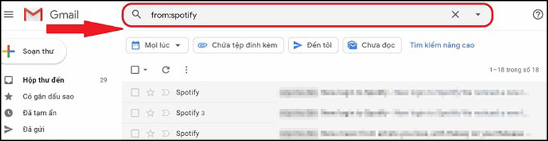  Tìm kiếm các email từ Spotify