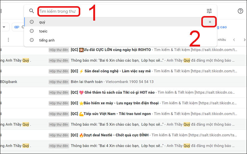 Xóa lịch sử tìm kiếm email trên Gmail
