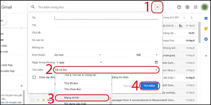 Tìm kiếm thư email theo nhãn