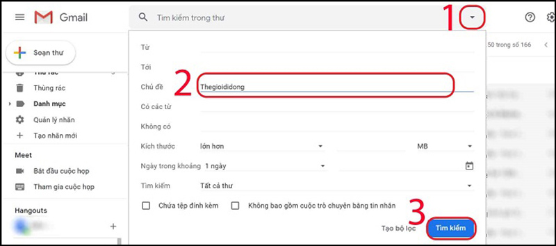 Tìm kiếm thư email theo chủ đề