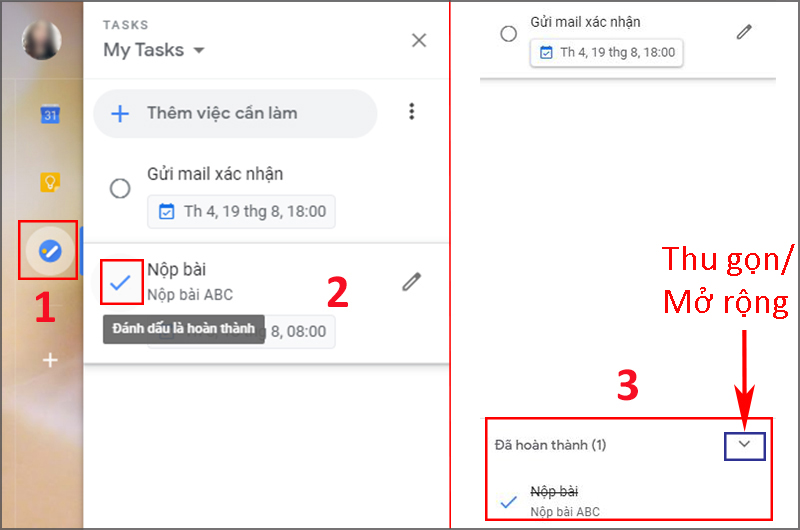 Ẩn việc cần làm đã hoàn thành trên Google Tasks Ẩn việc cần làm đã hoàn thành trên Google Tasks