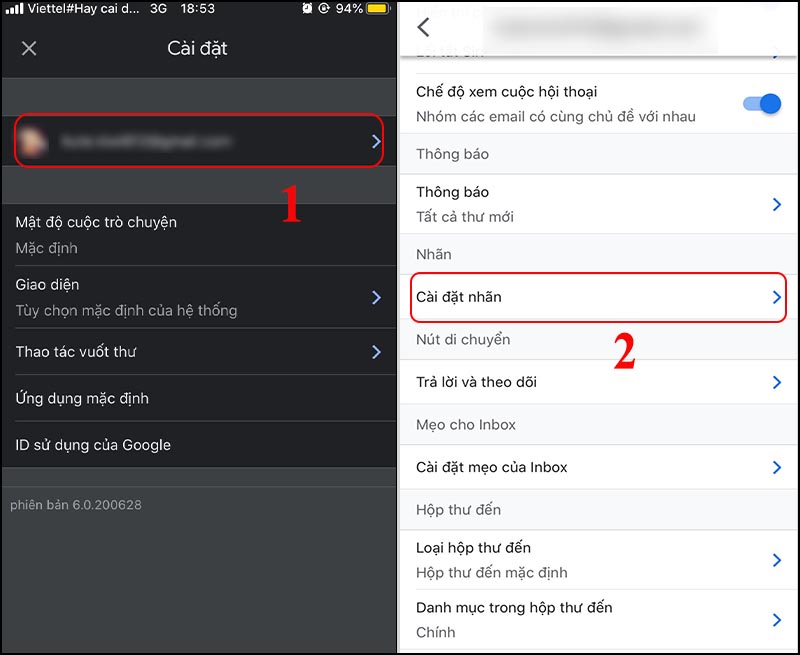 Cài đặt nhãn. Cài đặt nhãn.