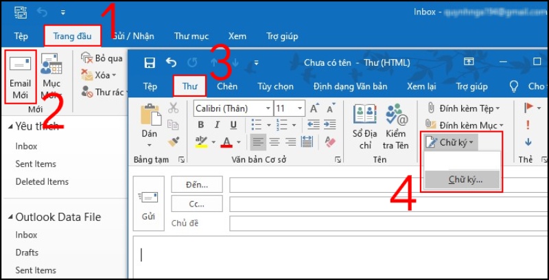 Cách tạo, thêm chữ ký trong mail Outlook trên máy tính chuyên ...
