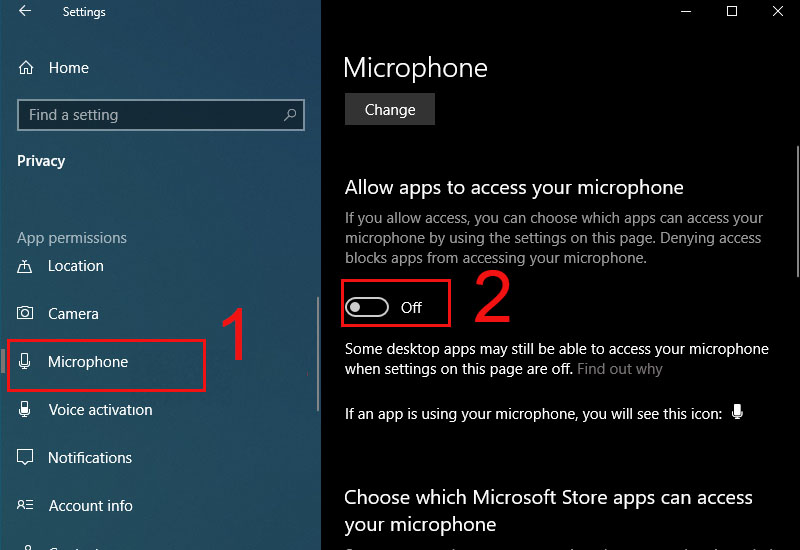 Allow apps to access your microphone