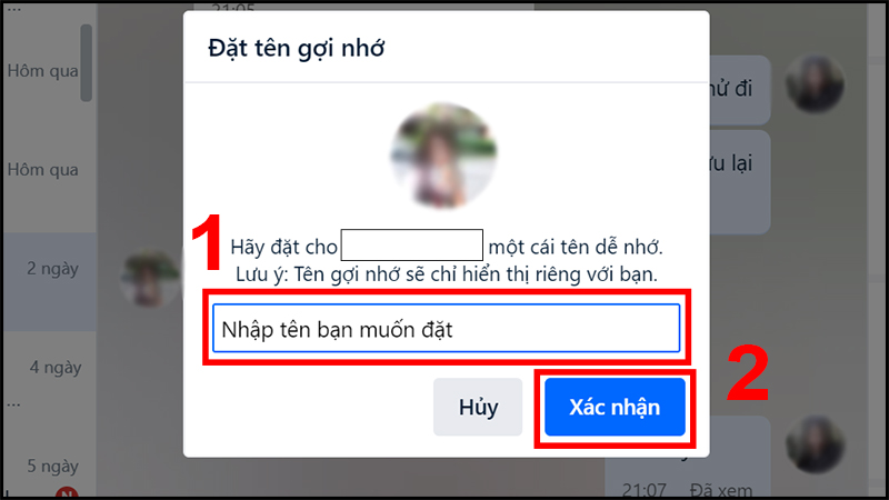 Nhập tên gợi nhớ bạn muốn đặt cho bạn bè và nhấn Xác nhận