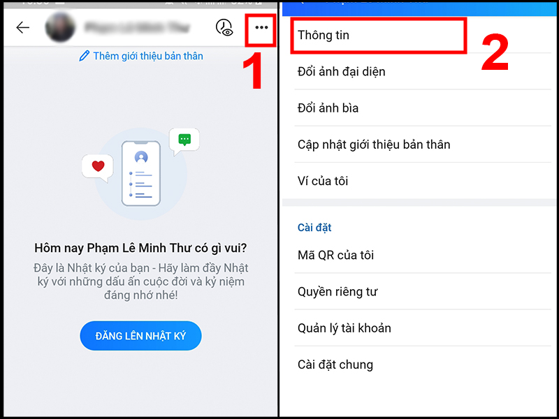 Chọn biểu tượng ba chấm ngang rồi chọn Thông tin