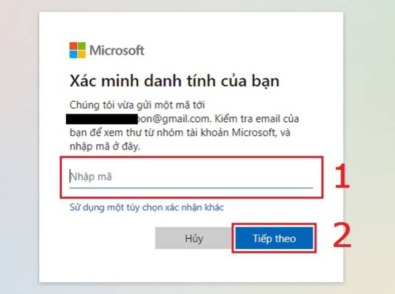 Nhập mã xác minh