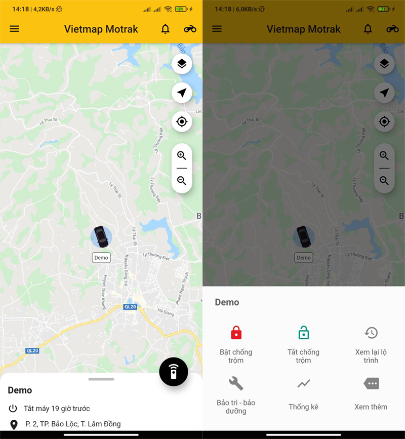 Giao diện ứng dụng Vietmap