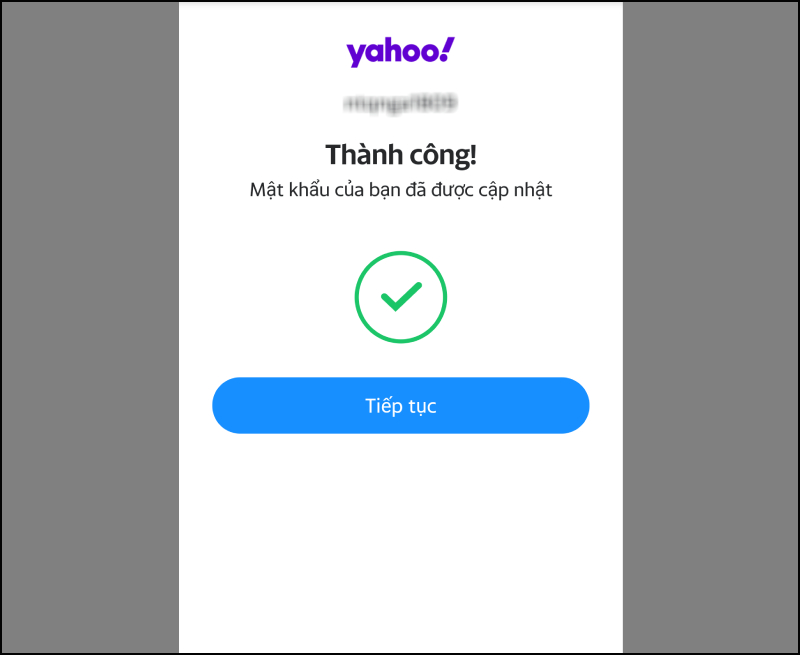 Đổi mật khẩu Yahoo Mail thành công