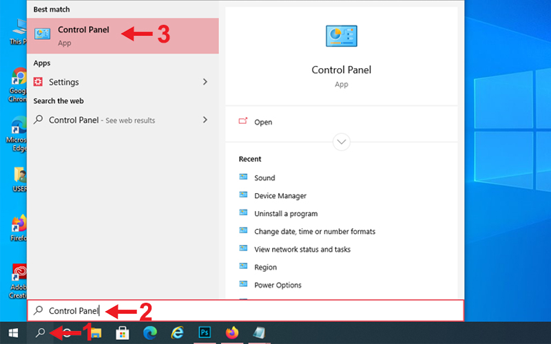 Mở Control Panel