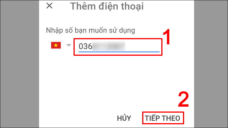 Nhập số điện thoại