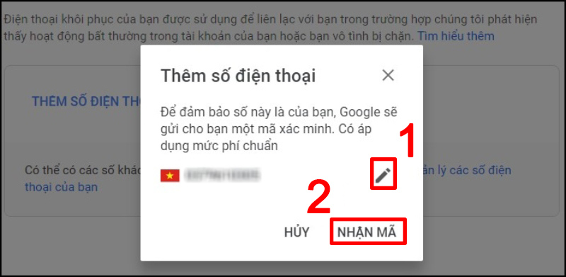 Xác nhận lại số điện thoại bạn vừa nhập