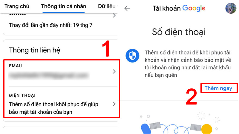 Chọn Thêm ngay trong mục Số điện thoại