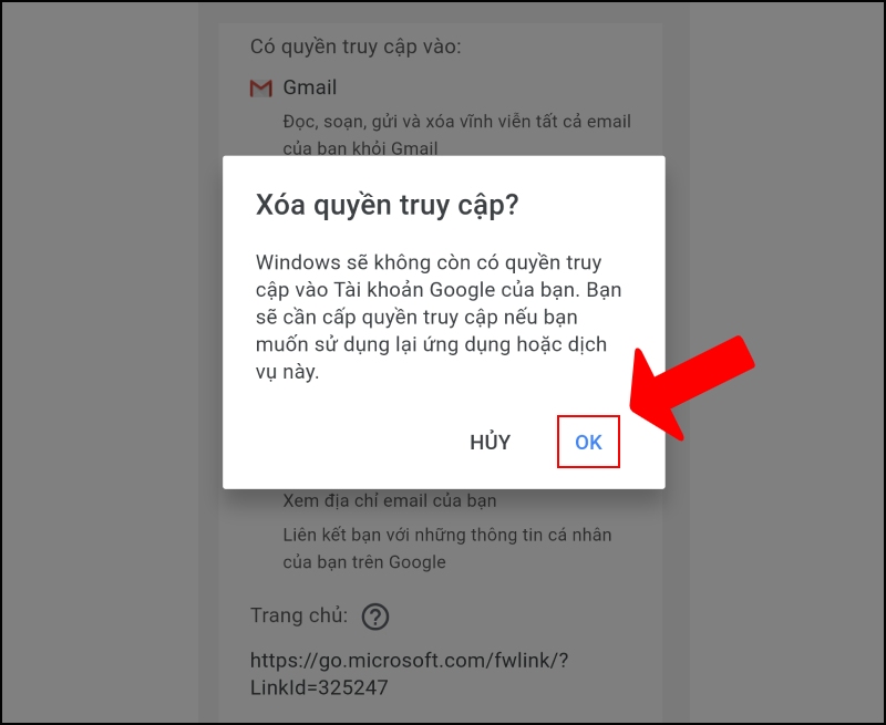 Hoàn tất xóa quyền truy cập vào Gmail Hoàn tất xóa quyền truy cập vào Gmail