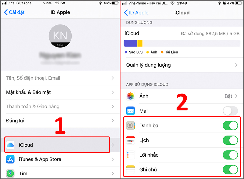 Cách tắt đồng bộ tài khoản iCloud, ảnh, danh bạ trên iPhone đơn giản