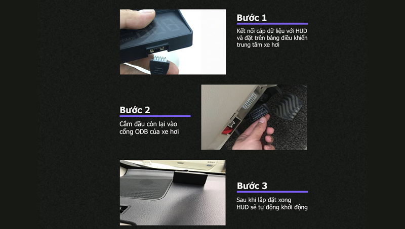 Các bước lắp đặt bộ thiết bị HUD A100S