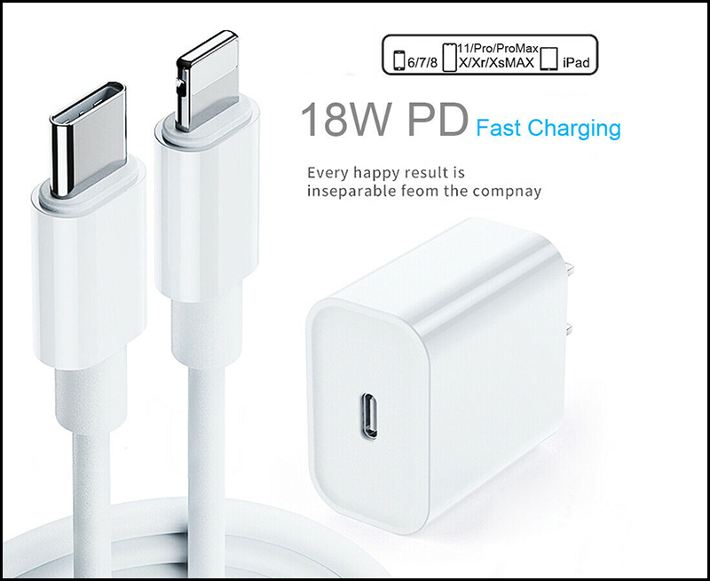 Cáp sạc Type-C - Lightning và củ sạc 18W