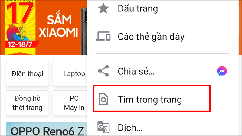 Mục Tìm trong trang