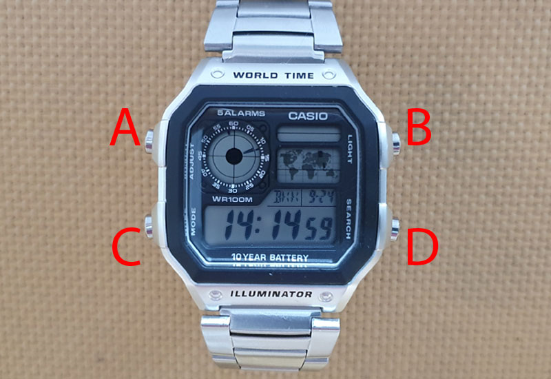 Hướng dẫn cách chỉnh múi giờ trên Đồng hồ Nam Casio AE-1200WHD