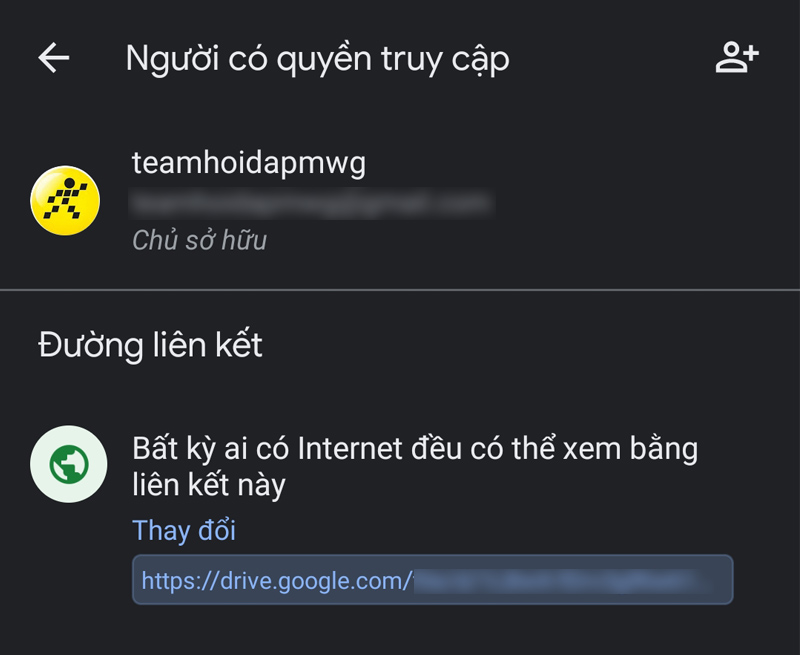 Chia sẻ ảnh bằng đường liên kết trên Google Drive