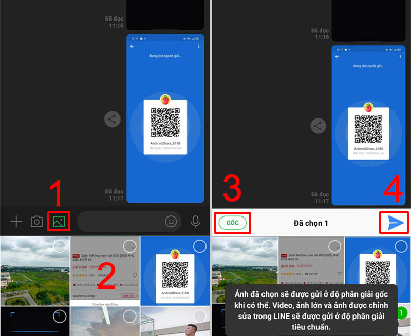 Gửi ảnh bằng ứng dụng Line