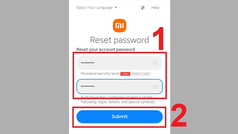 Đặt lại mật khẩu mới