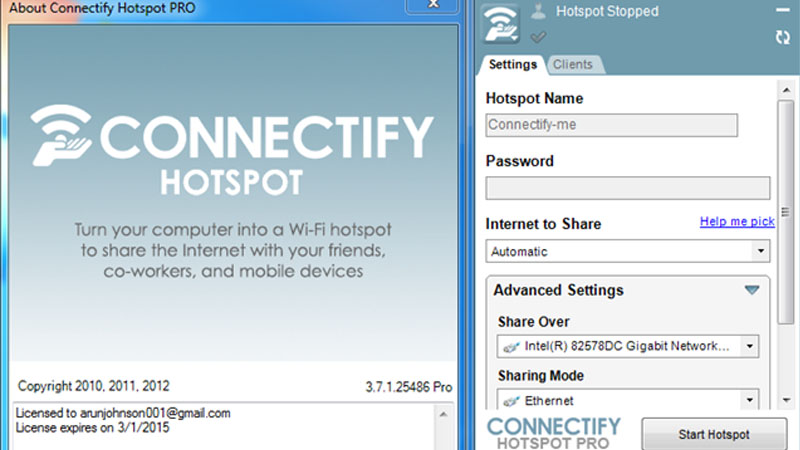 Phần mềm Connectify Hotspot