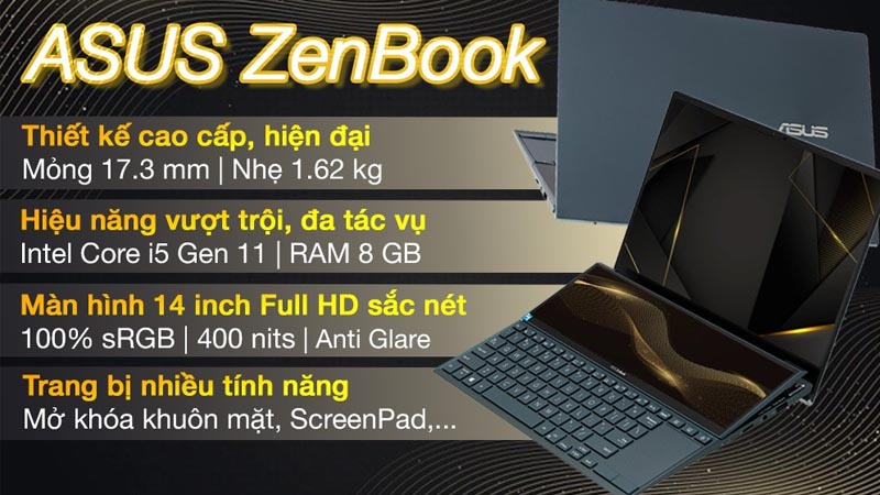 Asus ZenBook có tần số quét 60Hz đảm bảo nhu cầu sử dụng thông thường