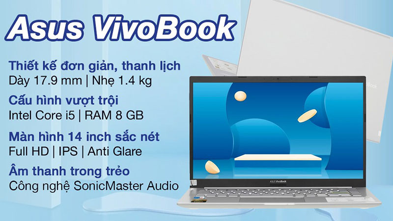 Asus VivoBook A415EA hỗ trợ tạo âm thanh trong trẻo đáng nể