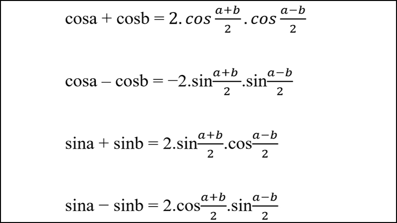 Công thức biến đổi tổng thành tích