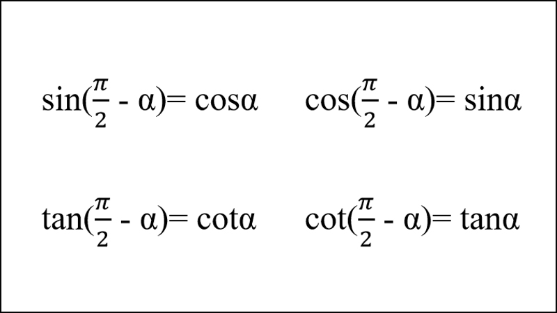  Hai cung phụ nhau α và (π/2 -α)