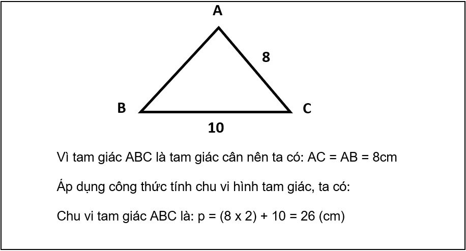 Ví dụ tính chu vi tam giác cân